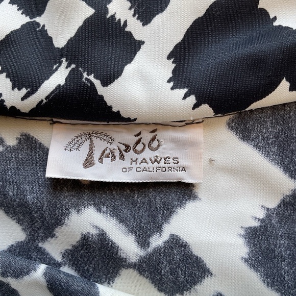 VTG TAPOO HAWES of California Black White 60'S Retro Muumuu Adjustable Waist O/S - Picture 11 of 13